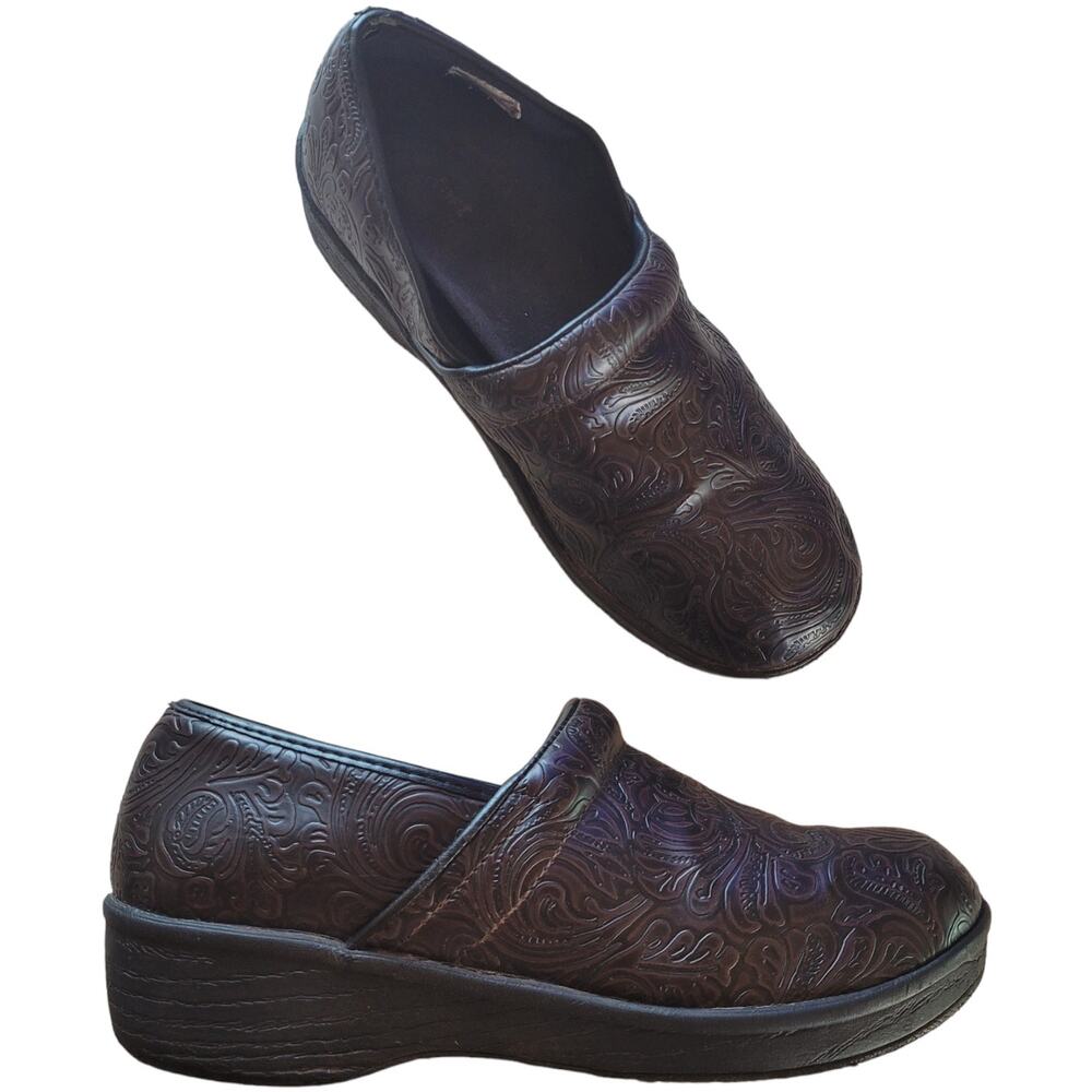 SafeTStep Nursing Clogs Womens Sz 9.5 Brown Slip Resistant Medical Work Shoes